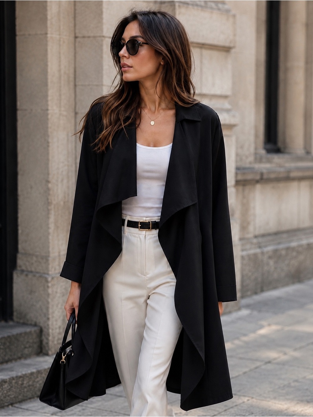 Forever 21 Black Draped Trench Coat